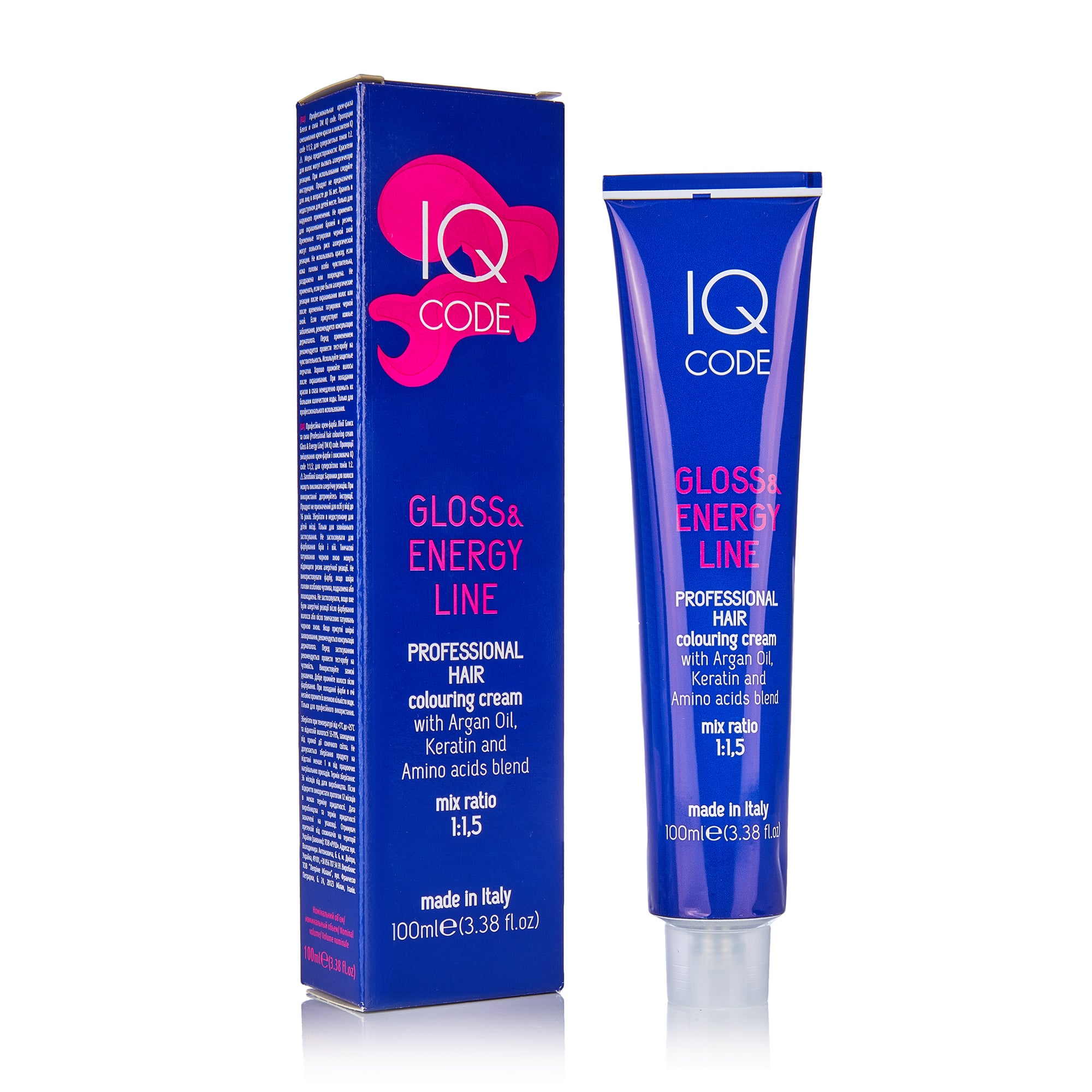 Професійна фарба для волосся IQ Code Gloss &amp; Energy Line, 9/11 Дуже світлий блондин інтенсивний попелястий, 100 мл
